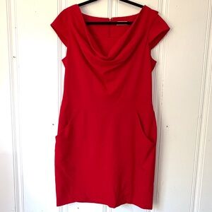 Red Cowl Neck Dress